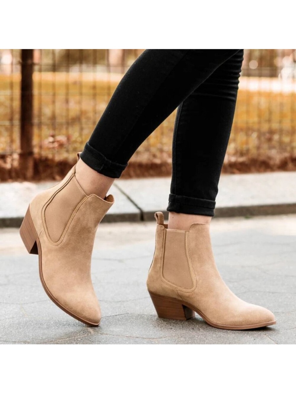 Thursday Boot Co Duchess Chelsea Boots Dune Tan Suede 2" Heel Ankle Booties 10